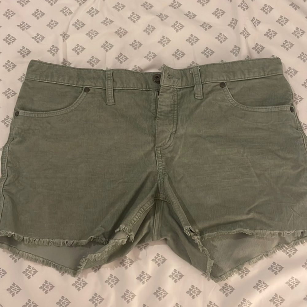 Title Nine sage green corduroy cut off shorts. Size 10